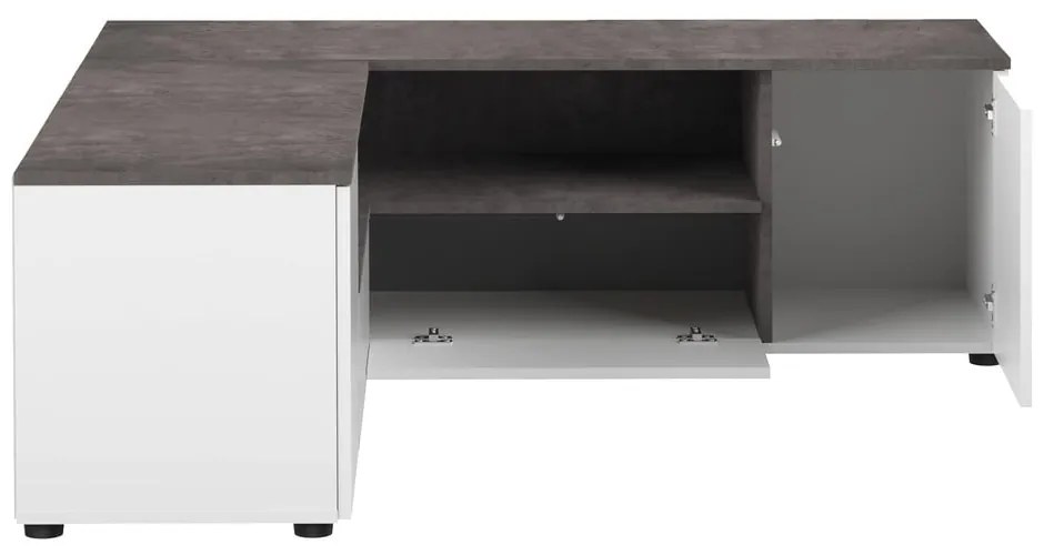 Fehér-szürke TV-állvány beton dekorral 130x46 cm Angle – TemaHome