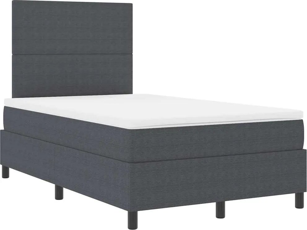 vidaXL Boxrugós ágy Sötétszürke és Fehér 120 x 200 cm Bársonyos szövet