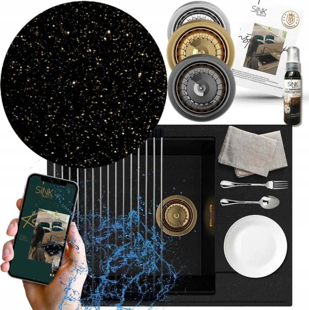 Gránit Mosogató Egykamrás rövid Csepegtető Szivattyú Manuális Ingyenes