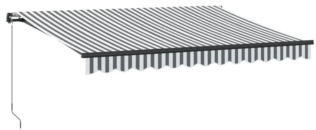 Antracitszürke-fehér LED-es kézi napellenző 350 x 250 cm