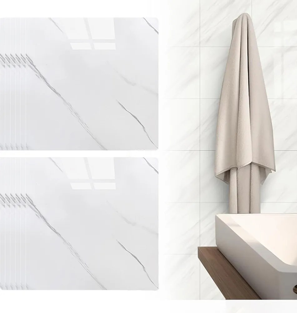 Öntapadós csempematrica márvány fehér 30 x 30 cm 40 db