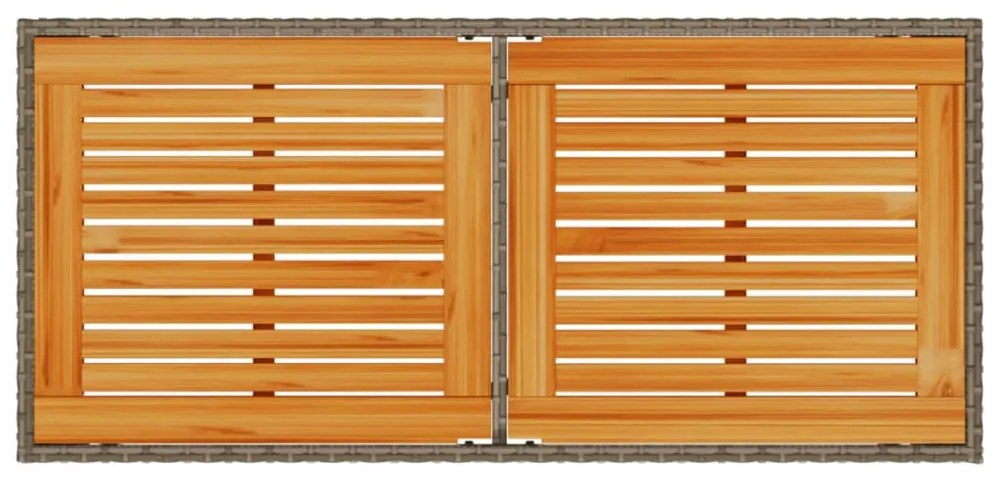 szürke polyrattan akácfa lapos kerti asztal 115x54x74 cm