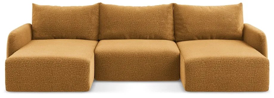 Narancssárga kinyitható-tárolóhelyes sarokkanapé Kalena – Makamii