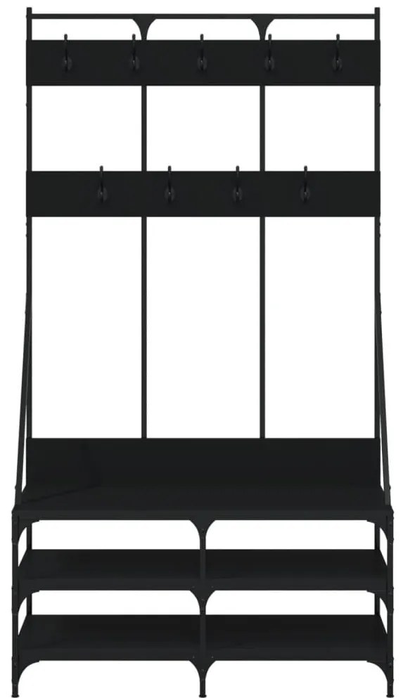 fekete ruhafogas cipőpolccal 100x40x184 cm