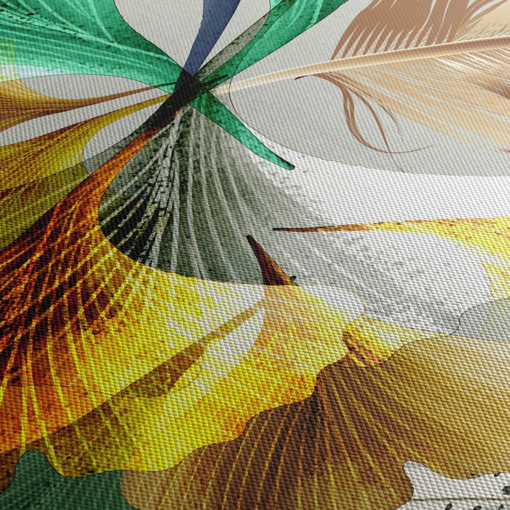 Kép - Levelek tollal (120x50 cm)