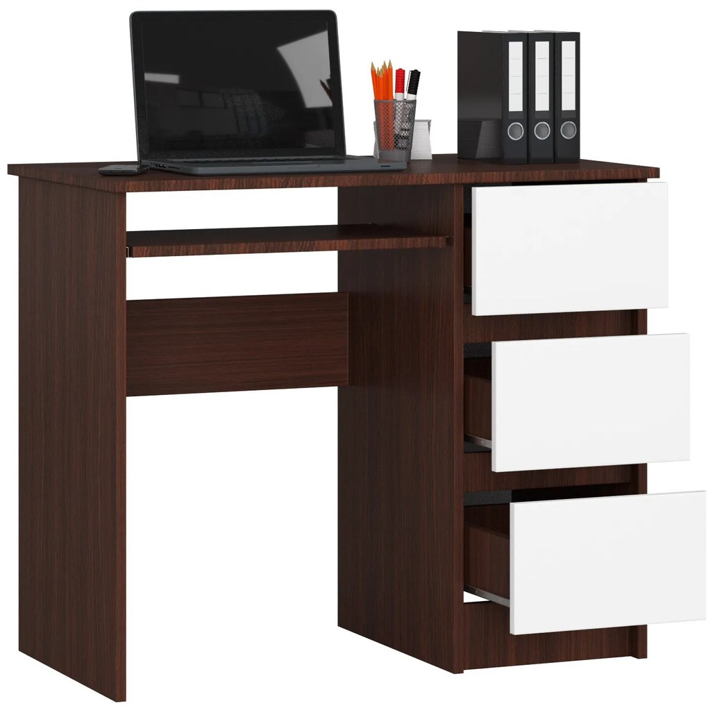 PC asztal Benicio (wenge + fehér) (J). Akció -13%. 1069030