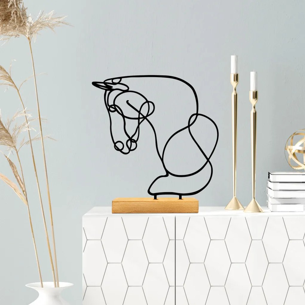 Equine fém dísztárgy, fekete, 26×8 cm