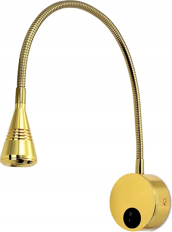 LED-es fali olvasólámpa fali lámpa állítható fém 3W kapcsoló arany