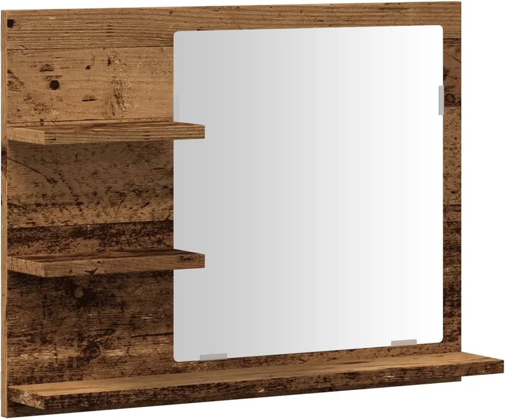 vidaXL antik fa színű tükrös fürdőszobaszekrény 60 x 10,5 x 45 cm