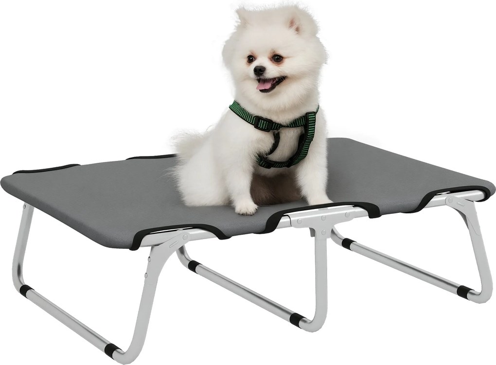 PawHut Kültéri Kutya Fekhely, Összecsukható Emelt Kutyaágy Kis Kutyák Számára, Hűtő Pet Fekhely Acélvázzal, Kültéri Kutyafekhely, 71 x 58 x 20 cm, Szü
