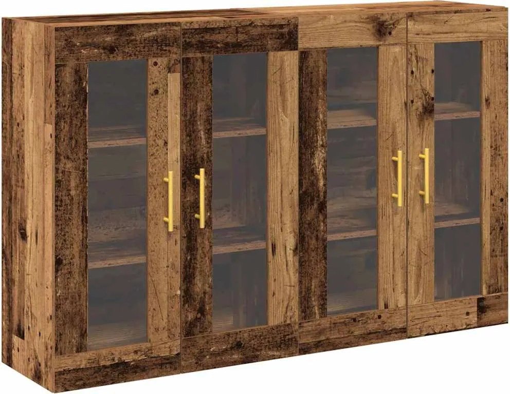 vidaXL Fali Szekrények 2 pcs Öreg fa 69,5 x 34 x 90 cm Faanyag