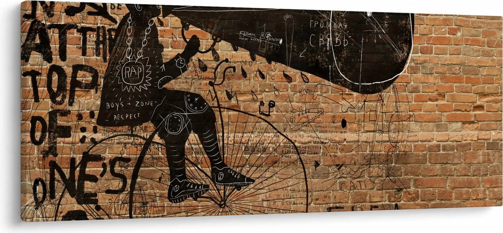 Kép - Férfi kerékpáron Banksy stílusában (120x50 cm)