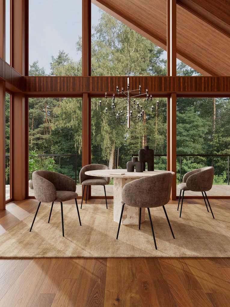 MAZZONI EXPORT CLARA Tompa Barna (Juto 24 szövet)/fekete lábak - MODERN KÁRPITOZOTT KAGYLÓSZÉK LOFT STÍLUSÚ NAPPALIBA/ÉTKEZŐBE/IRODÁBA