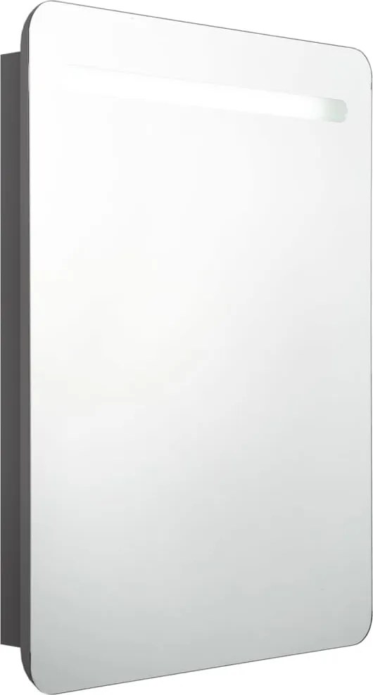 vidaXL szürke LED-es tükrös fürdőszobaszekrény 60 x 11 x 80 cm