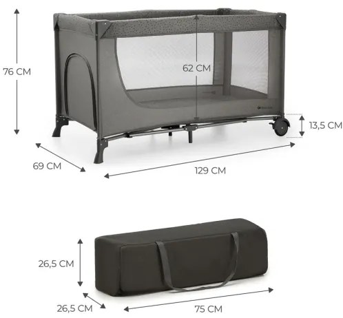KINDERKRAFT - Utazó kiságy JOY 2 szürke