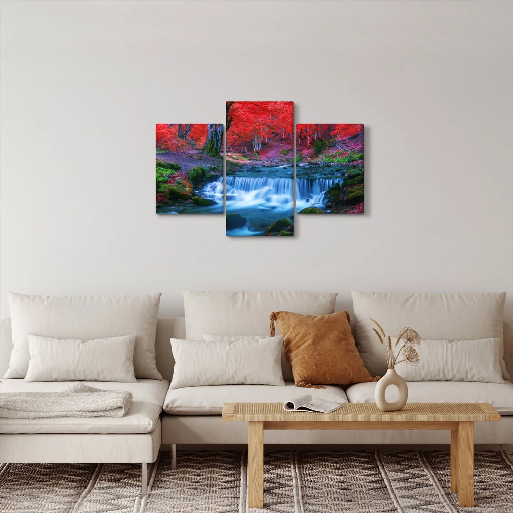 Kép Vízesés egy vörös erdőben (90x60 cm)