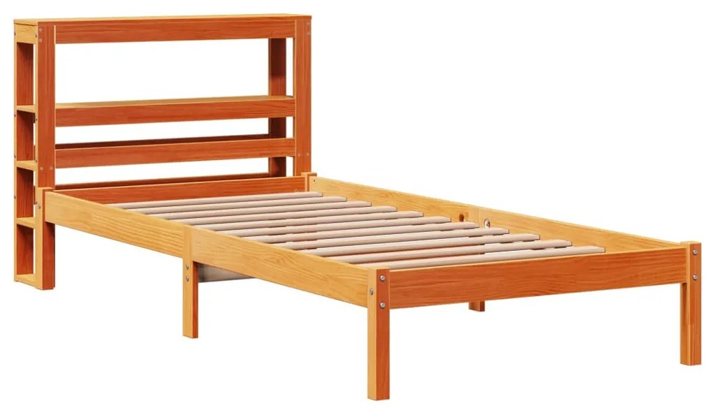 vidaXL viaszbarna tömör fenyőfa ágykeret fejtámlával 90 x 200 cm