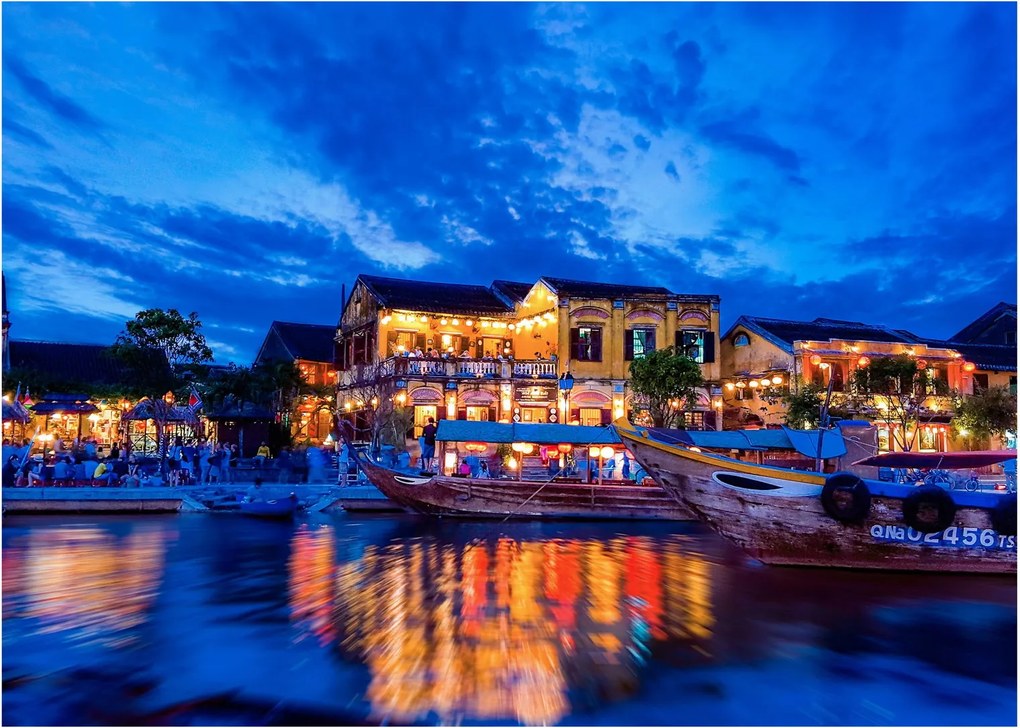 Egy kép Hoi An éjszakai városáról, Vietnam (üvegen) (70x50 cm)