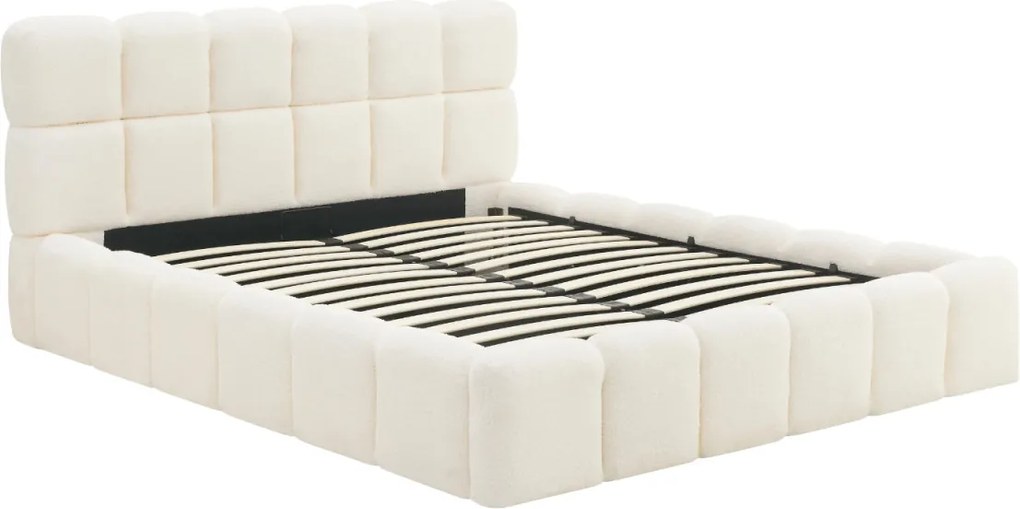 Franciaágy Krém Boucle szövet kárpittal. 160x200 MURCJA