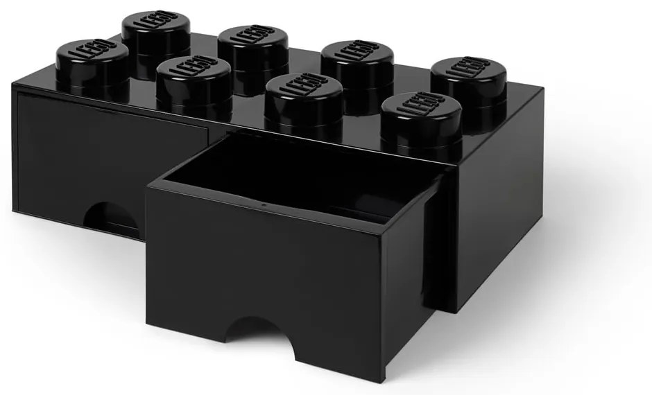 Négyszögeletes fekete tárolódoboz 2 fiókkal - LEGO®