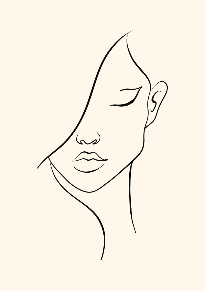 Fém poszter Fali dekoráció Női arc art line