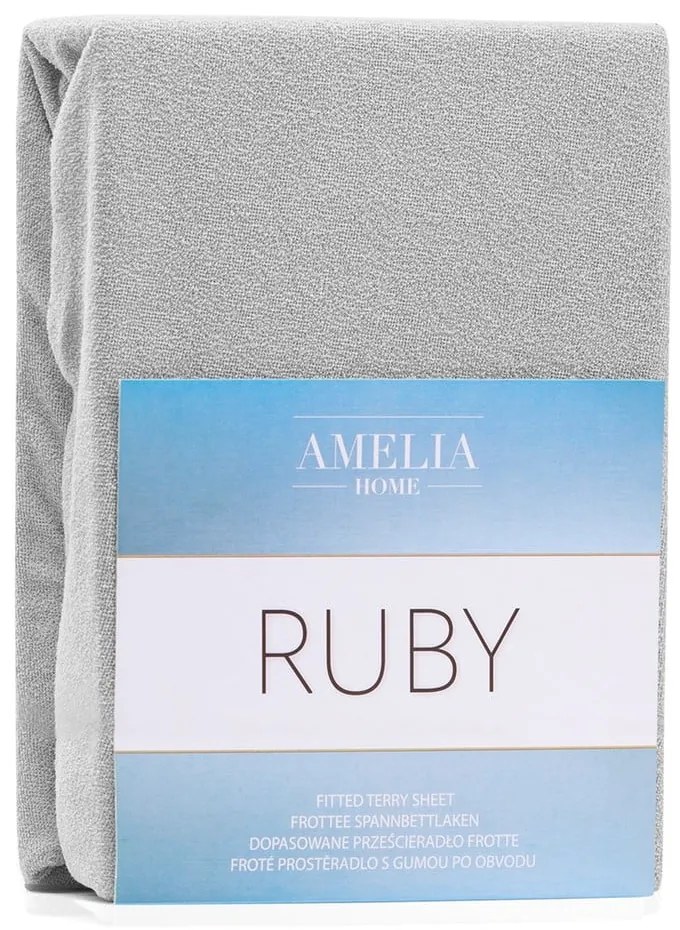 Világosszürke gumis frottír lepedő 140x200 cm Ruby – Restilo