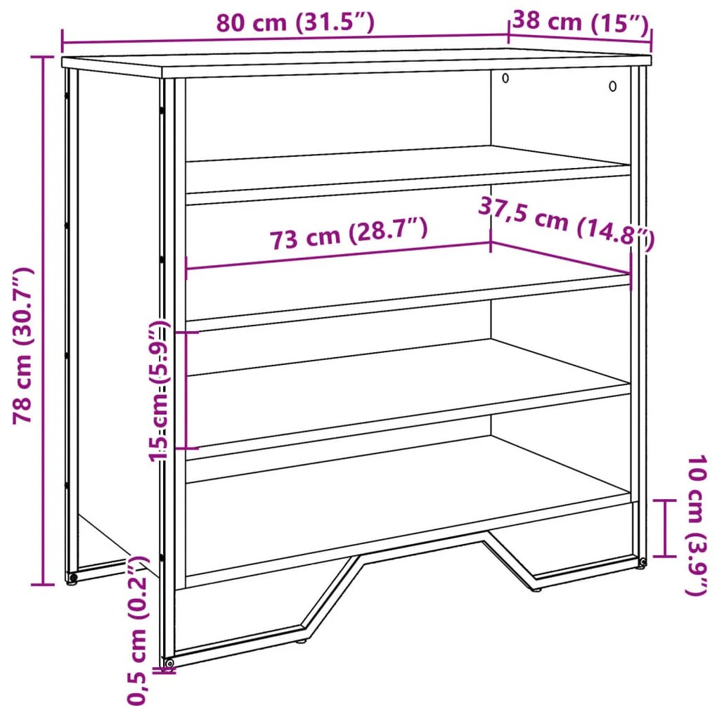 fekete szerelt fa cipőszekrény 80 x 38 x 78 cm