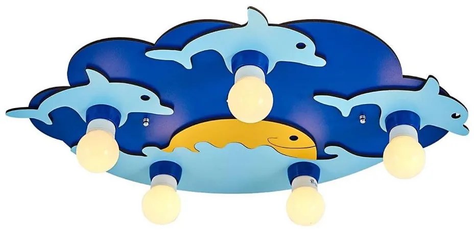 Gyermek mennyezeti lámpa LUCCA 5xE27/24W/230V kék