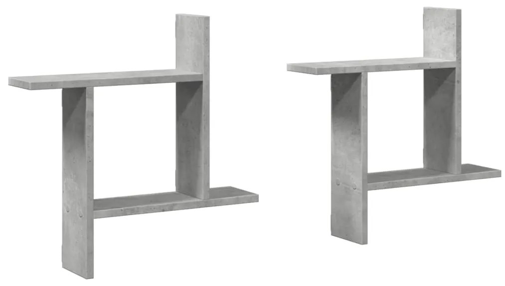 2 db betonszürke szerelt fa fali polc 50 x 12 x 50 cm