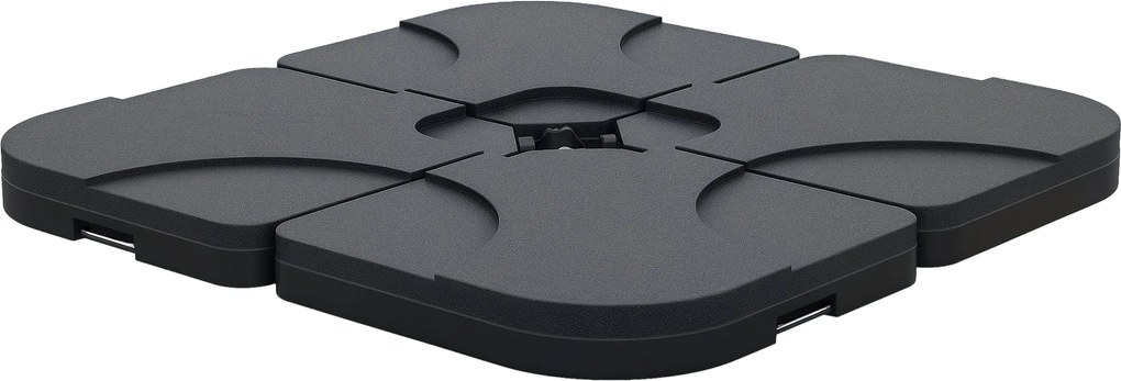 Outsunny 4 darabos Napernyő súly, fogantyús, Keresztalapú Napernyőhöz, Homokkal/Vízzel Tölthető, 50x50cm Fekete | Aosom