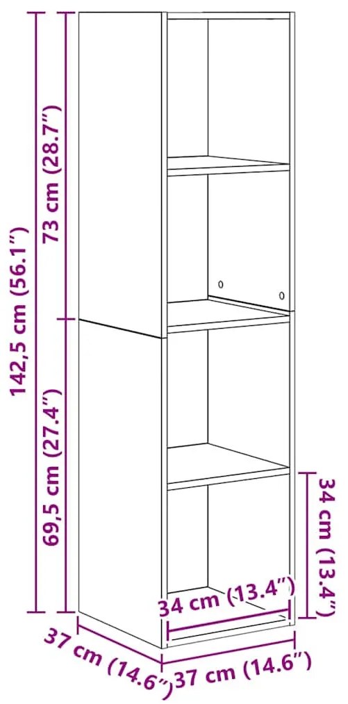 TV Szekrény Szett 2 pcs kézműves tölgy 37 x 37 x 142.5 cm