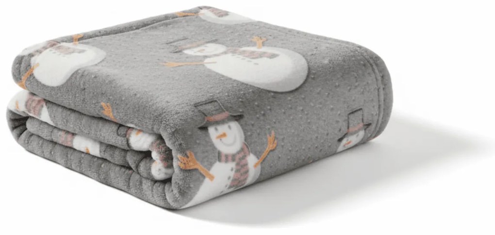 Sötétben világító karácsonyi mikroplüss pléd SNOW BUDDY, szürke Méret: 150 x 200 cm