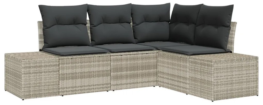 Kerti Kanapé Szett 4 pcs Világosszürke polirattan