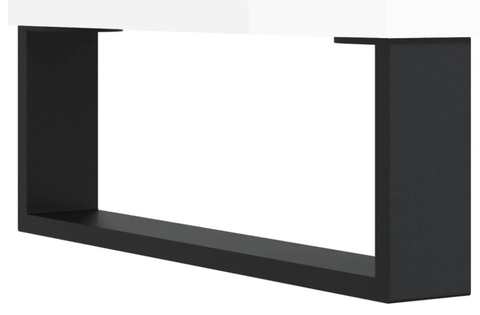 magasfényű fehér szerelt fa hanglemezszekrény 74,5x38x48 cm