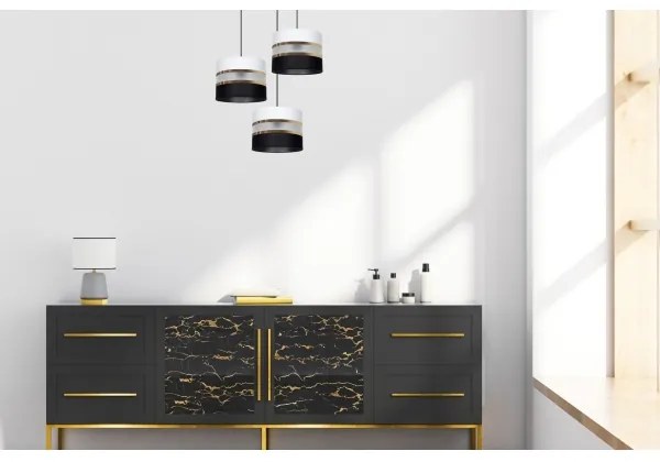 Csillár zsinóron CORAL 3xE27/60W/230V fekete-fehér