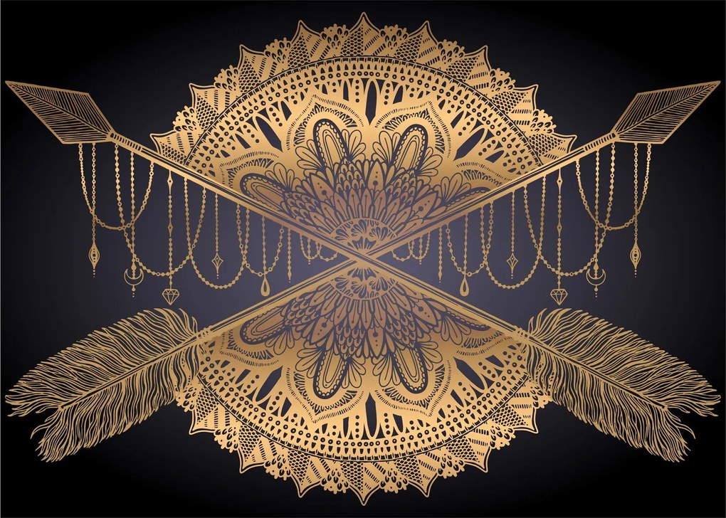 Kép - Arany mandala nyilakkal (70x50 cm)