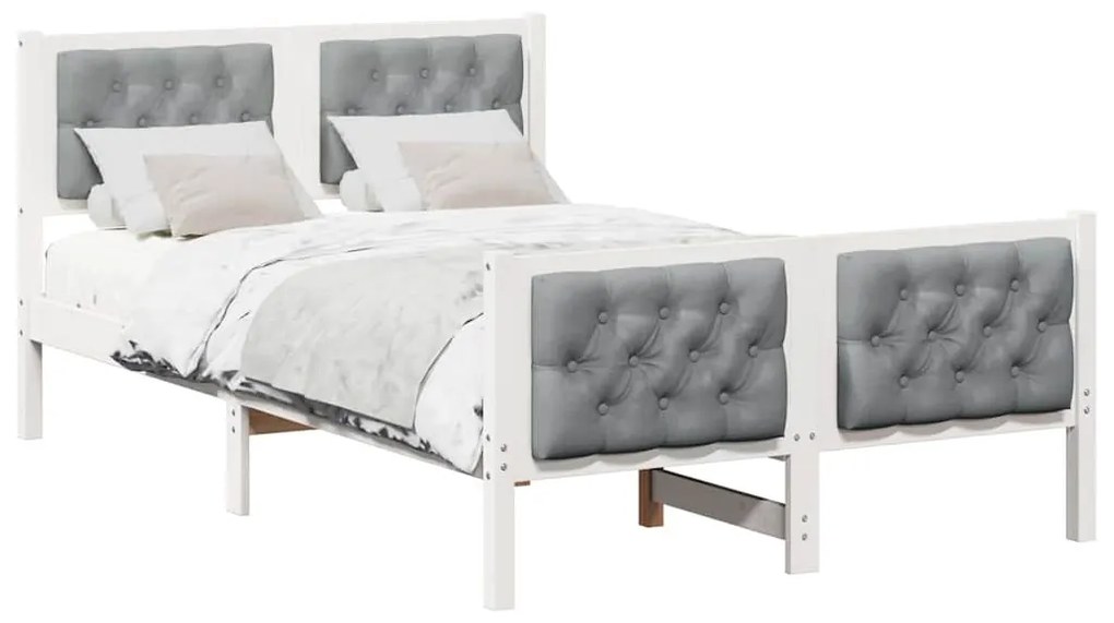 Ágykeret fejtámlával Világosszürke 120 x 200 cm Tömör fenyőfa