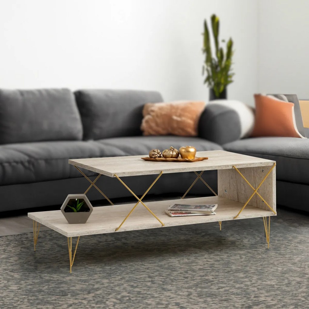 Loire Gold Travertine dohányzóasztal