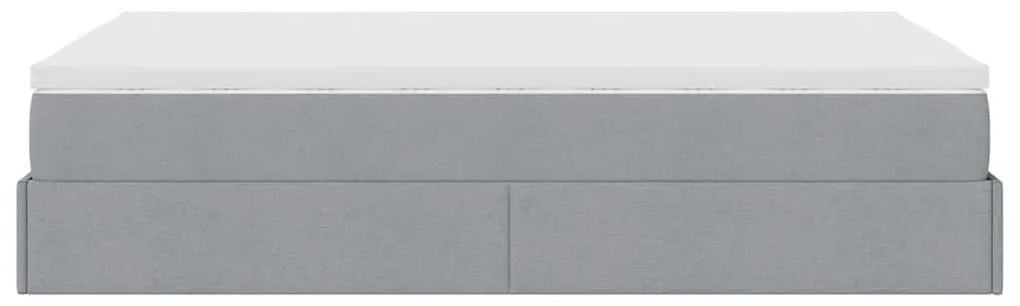 Ottomán ágykeret matraccal világosszürke 120x190 cm szövet