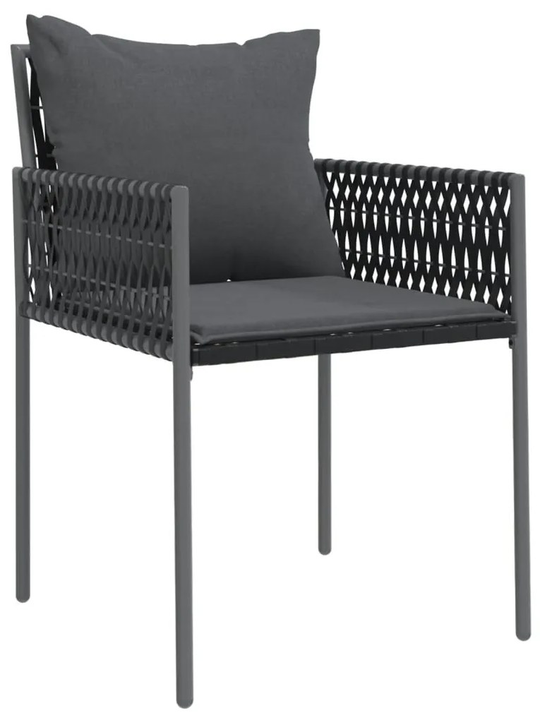 6 db fekete polyrattan kerti szék párnával 54x61x83 cm