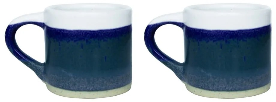 Sötétkék agyagkerámia eszpresszó bögre szett 2 db-os 80 ml Marlow – Sass & Belle