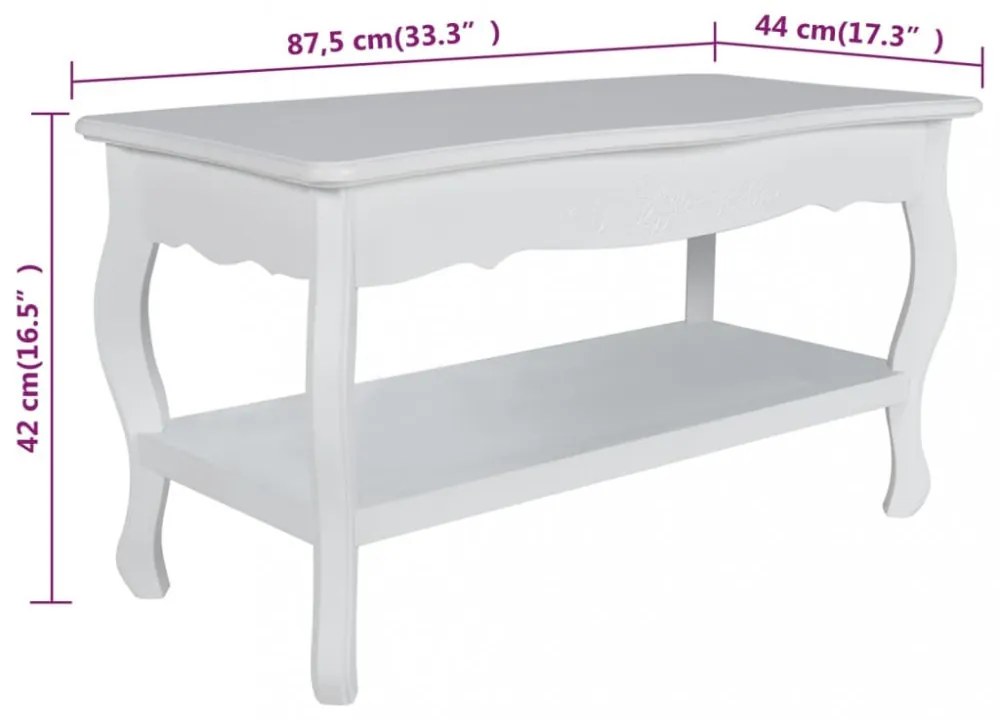 2 szintes fehér MDF dohányzóasztal