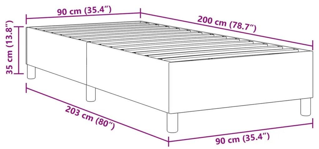 Boxspring Ágy Sötétszürke 90x200 cm Kordbársony