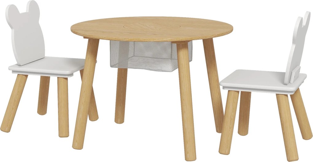 AIYAPLAY 3 darabos gyerek asztal és szék szett - Gyerekasztal 2 székkel, tárolóhellyel 3-6 éveseknek - Játékterembe, hálószobába vagy bölcsődébe | Aos