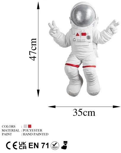 Fali dekoráció 47x35 cm astronaut ezüst