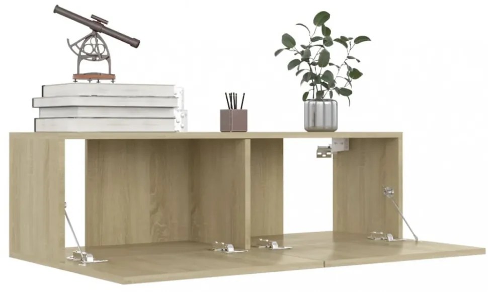 4 db sonoma tölgy színű szerelt fa TV-szekrény 100 x 30 x 30 cm