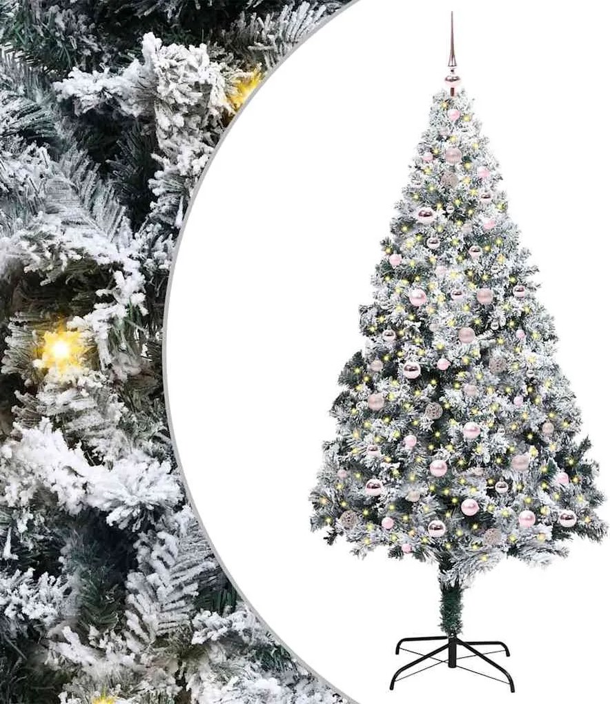 vidaXL Mű karácsonyfa 300 LED-del Fehér 240 cm PVC és Acél és Műanyag