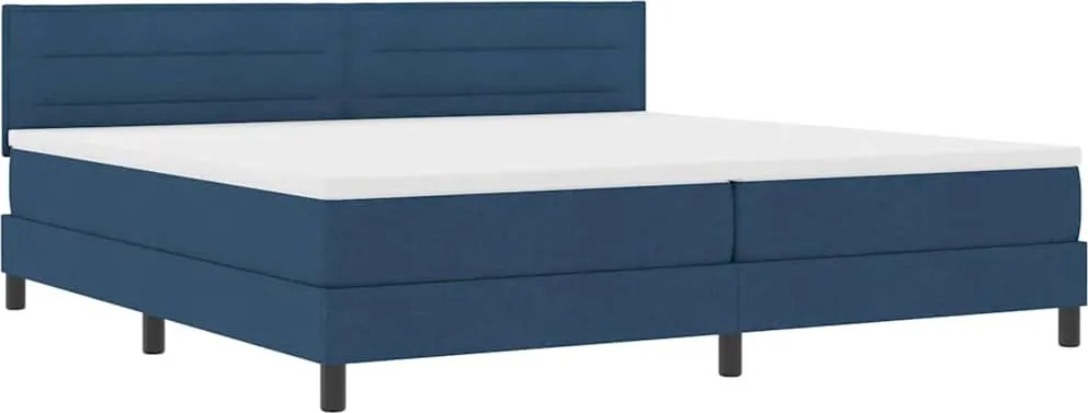 vidaXL Boxrugós ágy matracmal leddel Kék 200 x 200 cm szövet