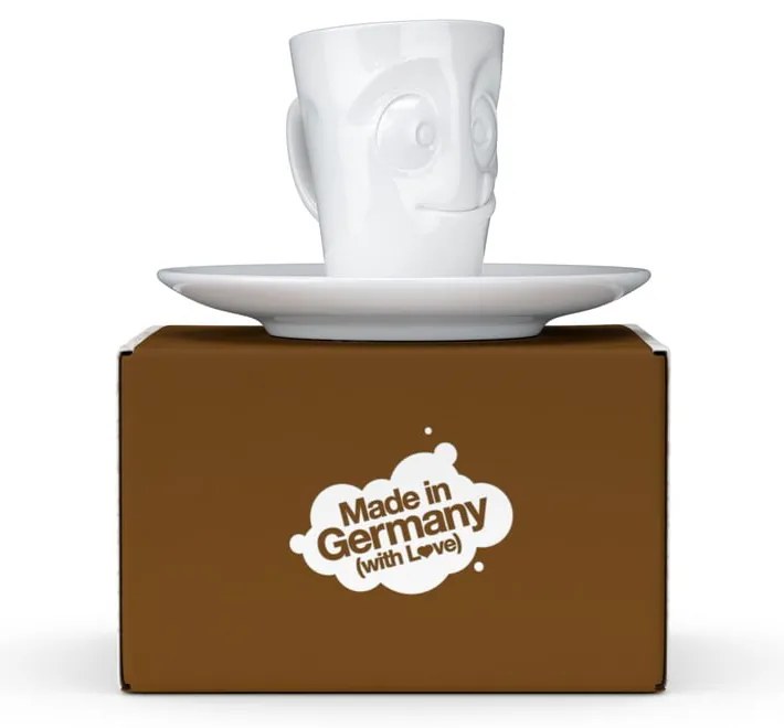 Fehér 'huncut' porcelán csésze és alátét, 80 ml - 58products