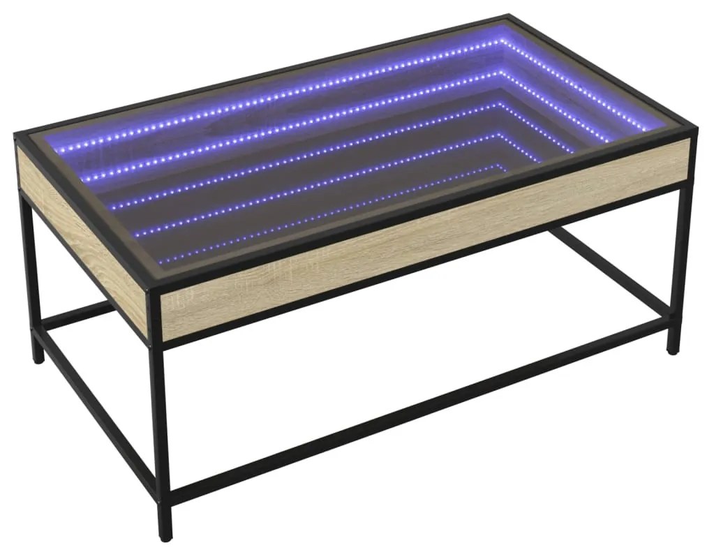 Sonoma tölgy végtelen hatású LED-es dohányzóasztal 90x50x41 cm